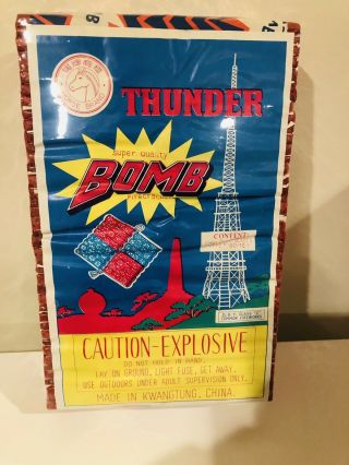 Vintage Thunder Bomb Firecrackers 80/16 Brick Label Dot With Bomb Logo Wraps