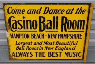 Vintage 2 Sided Flange Sign Casino Ball Room Hampton Beach Hampshire