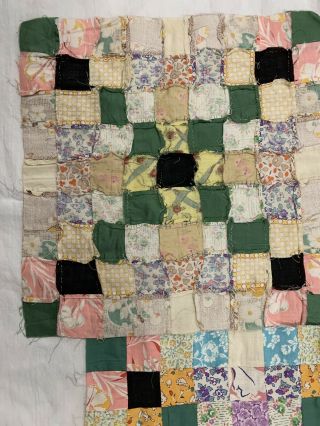 15 Estate VTG Quilt Blocks Hand Pieced 1930’s Fabrics Double Irish Chain 12” Sq 3