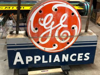 Large Vintage GE APPLIANCE Double Sided PORCELAIN NEON Old Advertising 2