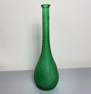 Vintage Empoli Italian Art Glass Green Decanter Genie Bottle Made In Italy Mcm