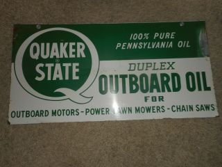 Vintage 2 - side QUAKER STATE DUPLEX OUTBOARD MOTOR OIL ADVERTISING SIGN 2