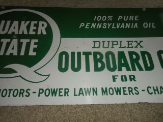 Vintage 2 - side QUAKER STATE DUPLEX OUTBOARD MOTOR OIL ADVERTISING SIGN 3