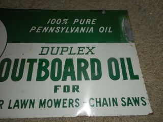 Vintage 2 - side QUAKER STATE DUPLEX OUTBOARD MOTOR OIL ADVERTISING SIGN 4