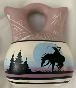 Vintage Native American Navajo Wedding Vase Handpainted By Ann 6” Authentic