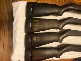 Four (4) Low Wood M1 Carbine Stocks Poor To