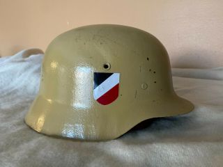 Ww2 German/spanish Army M35 Style Steel Helmet With Leather Liner & Chin Strap