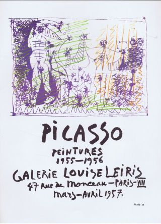 Pablo Picasso,  Galerie Louise Leiris 1957 Vintage Poster Offset Lithograph 1964