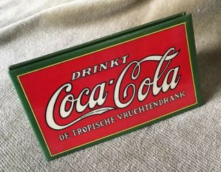 Vintage 1930’s Coke Coca - Cola Tin Over Celluloid Table Sign Or Menu Holder