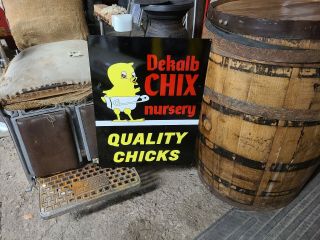 Big Dekalb Chix Sign Seed Feed Barn Flying Ear Corn Hen Tractor Gas Oil