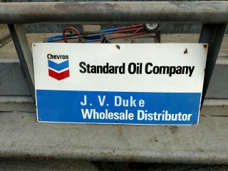 Vintage Porcelain Standard Oil Chevron Distributor Sign