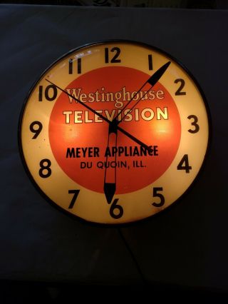 Westinghouse Television Clock Neon Action Clock Sign Company Ny,  Ny 15 " Round