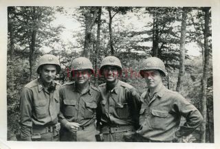 Wwii Photo - 35th Infantry Division - Us Army Captains Group Shot W/ Patch
