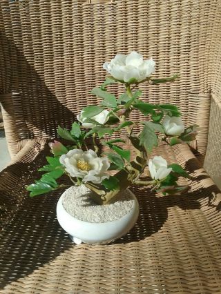 Vintage Jade Style Glass Bonsai Tree 10 " Gumps Japan