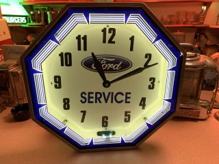 Ford Service Neon Clock Octaganol