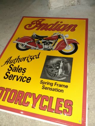 c.  1950s Vintage Indian Motorcycles Sign Sales And Service Dealer Stout 5