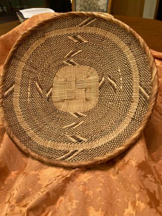 Tonga Binga Basket From Zimbabwe Traditional Pattern African Art 13.  5 " Round
