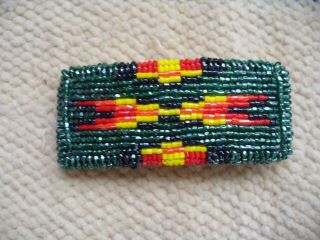 Vintage Native American Indian Beaded Leather Barrette Hair Clip