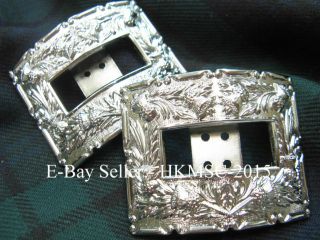 British Military Highland Pipers Brogues Buckles / Thistle Design Buckles Pair