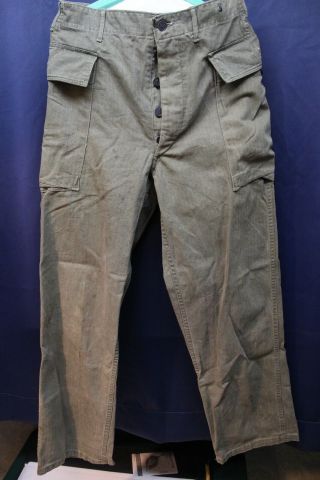 Us Wwii Hbt Combat Pants With Cargo Pockets,  30x33,  Trousers