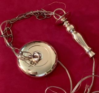Vintage Mcm Brass Chandelier Pendant Light Lamp Canopy,  Chain,  Center Part Hunter