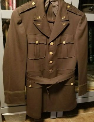 Wwii Us Army Aac Officers Brown Wool Regulation Uniform Jacket 1942 M/l Size 38