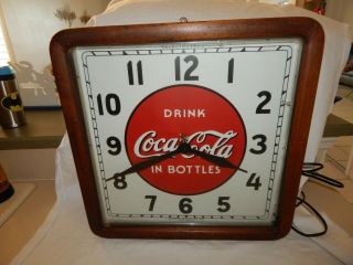 Vintage Coca Cola Neon Advertising Clock " Selectoclock " In Wood Case