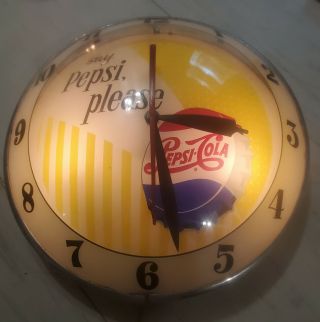 1961 Pepsi Double Bubble Clock - Say Pepsi Please - 15 "