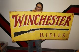 Large Winchester Rifles Gun Hunting Deer Farm Gas Oil 48 " Metal Sign
