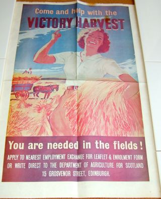 Wwii Ww2 World War 2 “victory Harvest” Scottish Poster