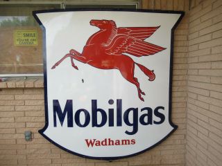 6ft.  Or 72 " Authentic Ssp Org.  1930 Mobil Wadhams Oil & Gas Co.  Porcelain Sign