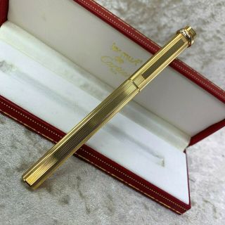 Vintage Authentic Cartier Ballpoint Pen Vendome Trinity 18k Gold Plated W/ Case2