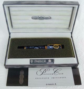 Parker Duofold Roller Ball Pen Blue Pearl Marbled No Ink Cartridge Nib Uk