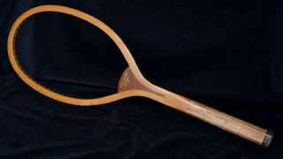 Antique Vintage Wood 1900 Spalding GENEVA 3D Tennis Racket Long Oval Head 2