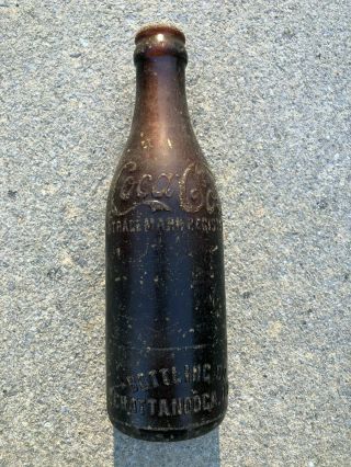 Vintage Straight Sided Brown Amber Coke Bottle Coca Cola Chattanooga Tn