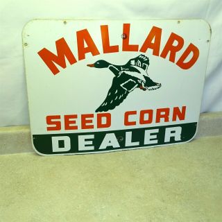 Vintage Mallard Seed Corn Dealer Sign,  Agriculture Advertise,  24 " X 18 "