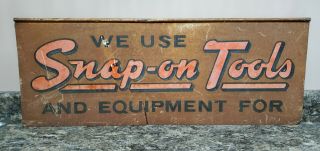 Vintage Snap - On Tools Sign Double Sided 32 " X 12 " Metal We Use Snap On Tools
