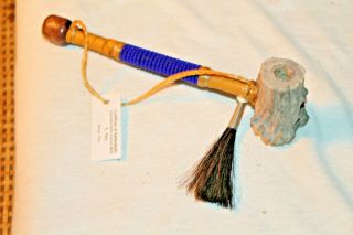 Authentic Native American Peace Pipe By Navajo Artist E.  Nezl - - 6 1/8 " Long