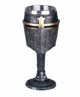 Pacific Giftware Medieval Knight Of The Cross Suit Of Armor Helm Goblet