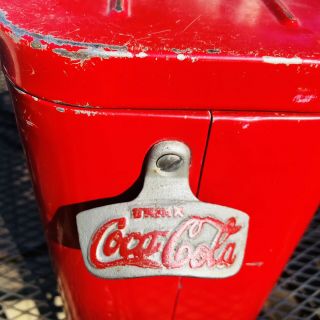 Vintage 1940 - 1950 Coca - Cola Airline Cooler,  Top Handle,  Can Opener.  No Rust holes 4