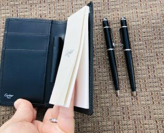 Cartier Leather Notebook Diabolo Ballpoint Pen And Mechanical Pencil Set 6