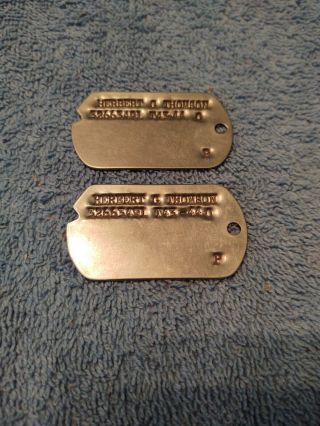 Authentic Wwii Us Army Notched " Dog Tag " Set T43 - 44