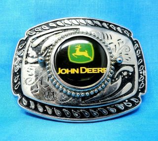 Vintage John Deere Belt Buckle - Silver Tone Metal - Made In Usa Bmw039