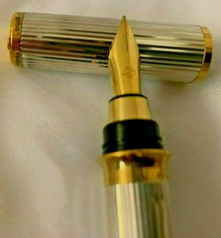 Vintage S.  T.  Dupont Montparnasse Sterling Silver Fountain Pen 18k Gold