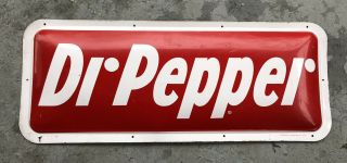 Vtg 1952 Dr Pepper Soda Pop Convex Tin Sign 30”x 12” A - M Sign Co Lynchburg Va
