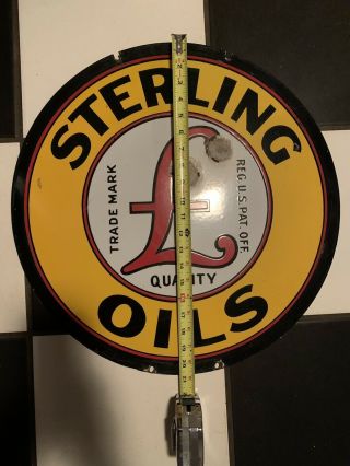 Vintage Double Sided Porcelain Sterling oils sign Huge And Heavy 20 3/4 X 20 3/4 3