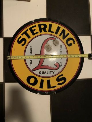 Vintage Double Sided Porcelain Sterling oils sign Huge And Heavy 20 3/4 X 20 3/4 4