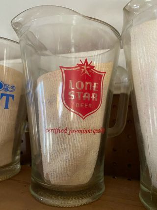 Vintage Lone Star Beer Glass Pitcher Man Cave Home Bar Advertising