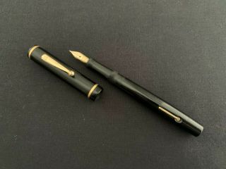 Vintage Large Moore L - 95 Black Fountain Pen With (red Dot On Top Of Cap)