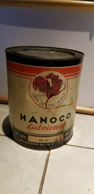 Hanoco Lubricant Oil Can Hancock Cock Of The Walk 10lb No.  2g Cup
